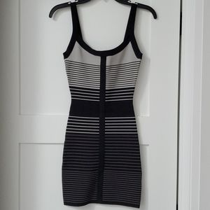 BCBG Max Azria Black & Grey Stripe Bandage Dress